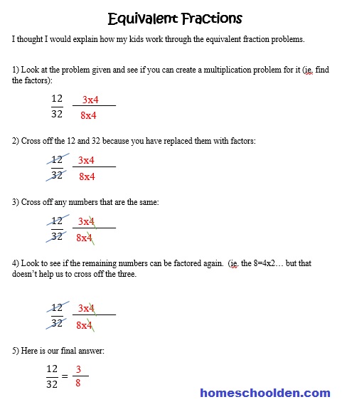 equivalent fractions answers worksheet