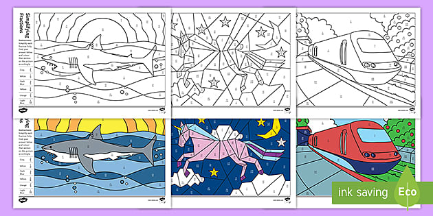 Upper Primary Equivalent Fractions Colour by Number - Twinkl