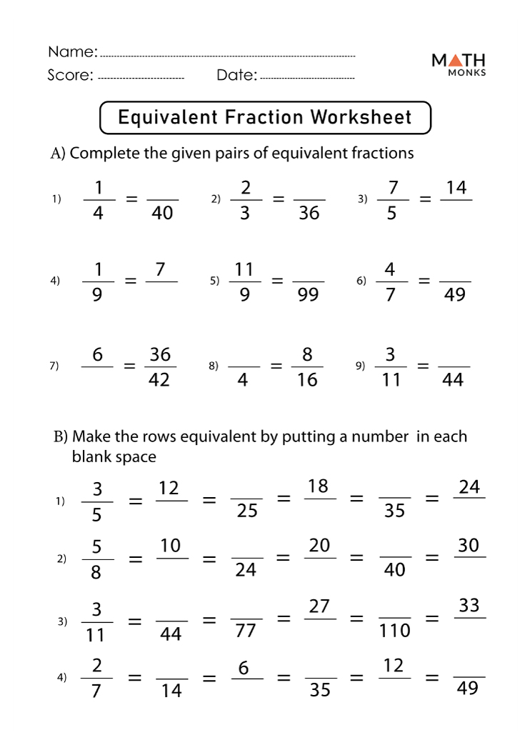 equivalent fractions answers