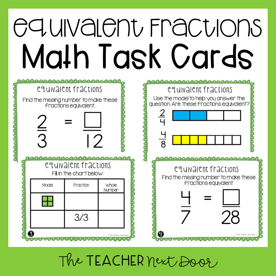 3rd Grade Creating Equivalent Fractions Task Cards - The Teacher ...