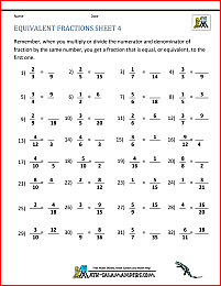Equivalent Fractions Worksheet