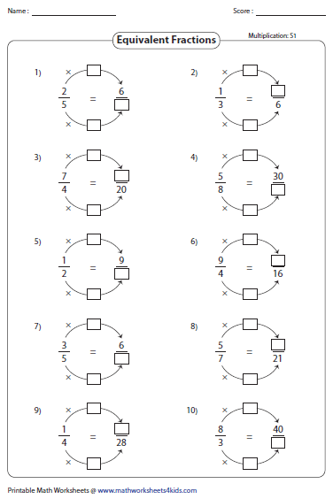 Equivalent Fraction Worksheets | Fractions worksheets, Fractions ...