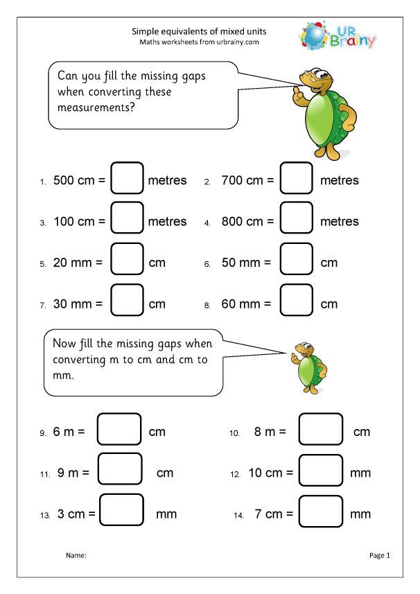 Equivalent measures - Measuring and Time Worksheets for Year 3 ...