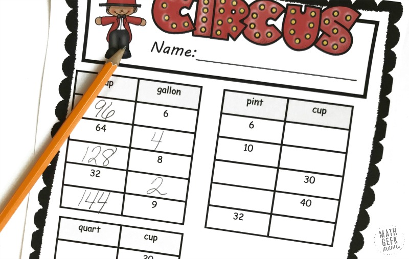 equivalent measurement worksheet