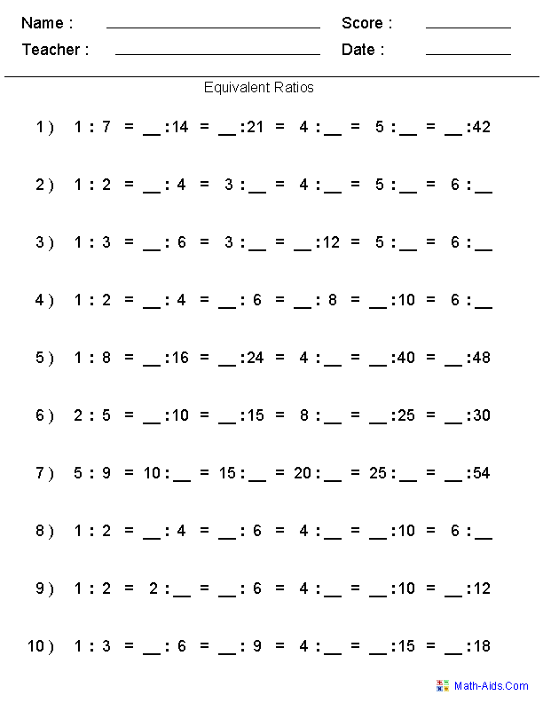 Ratio Worksheets | Ratio Worksheets for Teachers