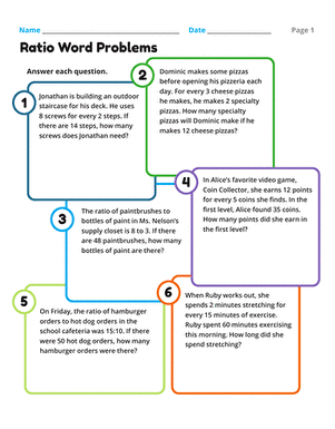 equivalent ratios word problems worksheet