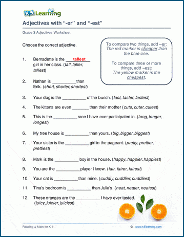 Er Est Worksheet | English Language Resource | Twinkl USA