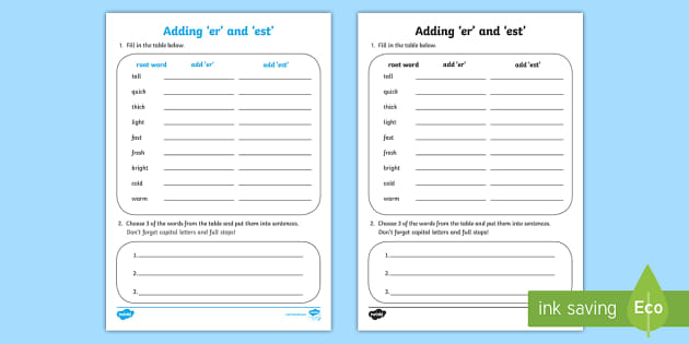 ER and EST Worksheet