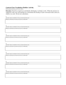 ereading worksheet context clues