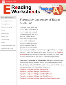 ereading worksheet figurative language