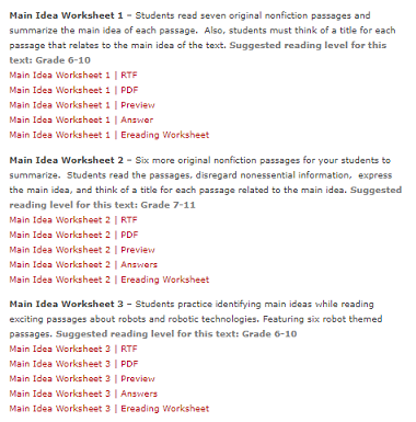 Seventh Grade Language Skill Builders - Main Idea