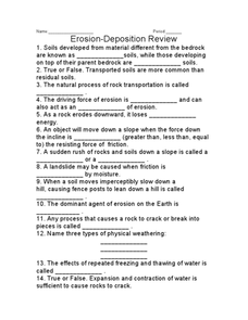 erosion and deposition worksheet