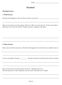 erosion worksheet