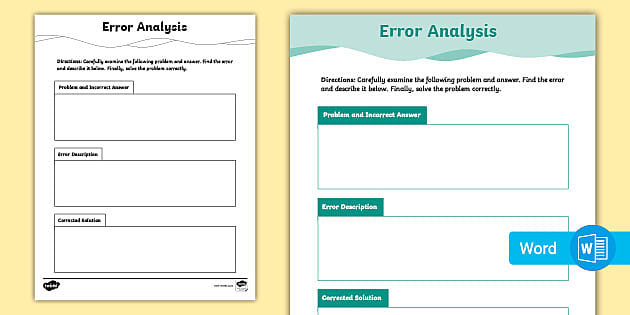 error analysis math worksheet