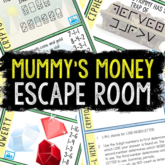 Escape Room for Kids Printable Party Game Mummys Money Escape ...