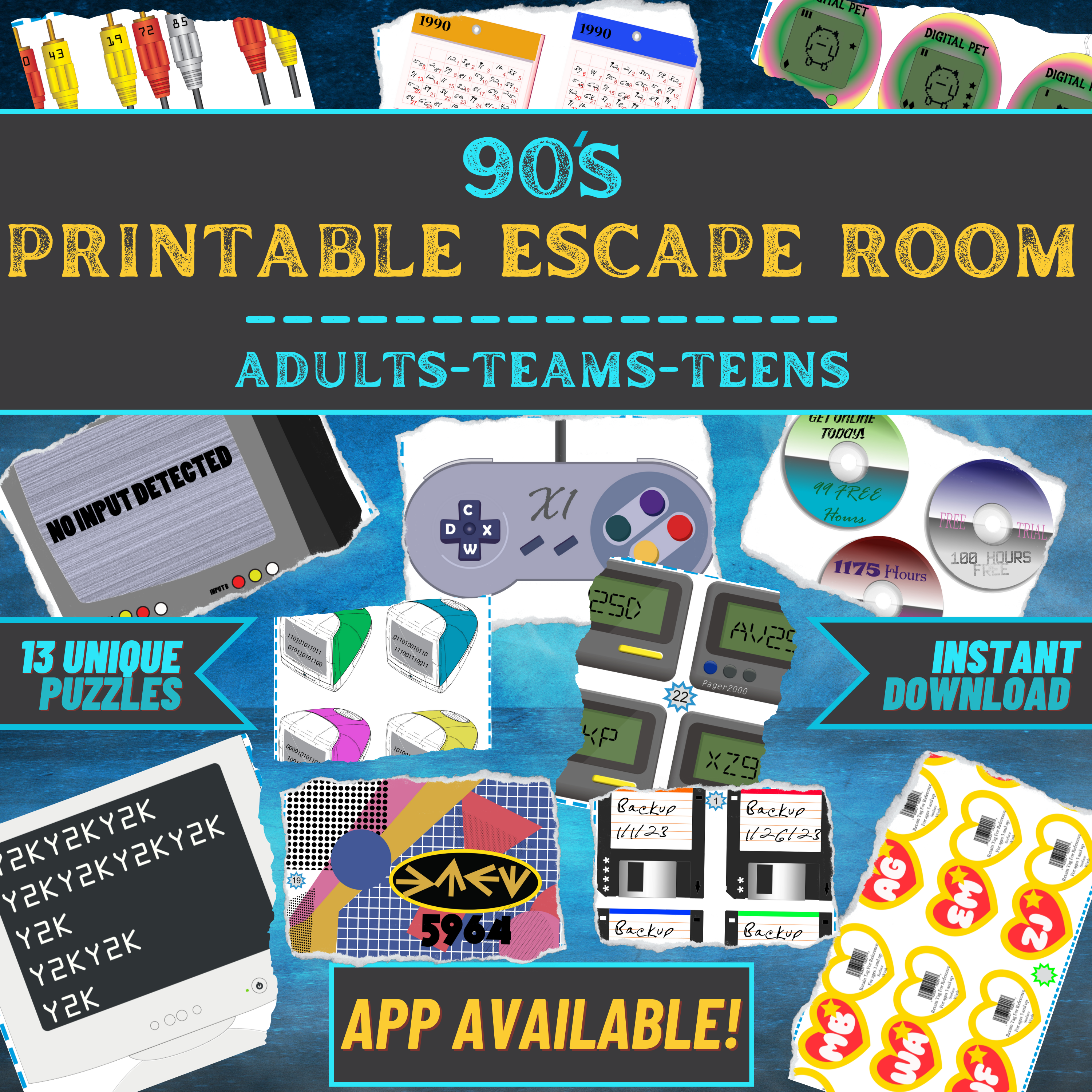 90s - Escape Room Game Printable