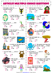 Articles ESL Printable Multiple Choice Questions Worksheet