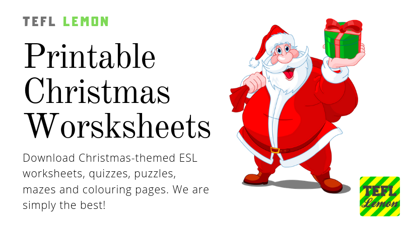 esl christmas worksheet