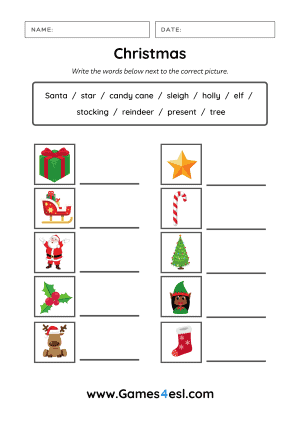 Free Printable Christmas Worksheets | Games4esl