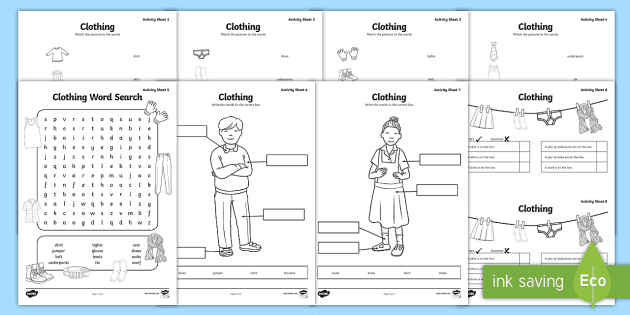 Caring for Clothes Worksheets | Clothing Vocabulary - Twinkl