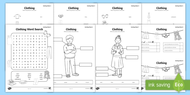 Caring for Clothes Worksheets | Clothing Vocabulary - Twinkl