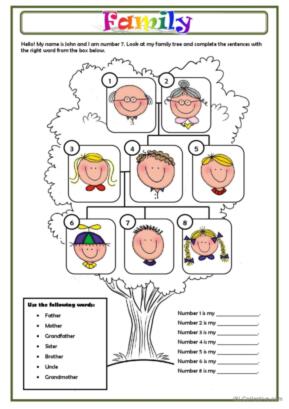 esl family worksheet