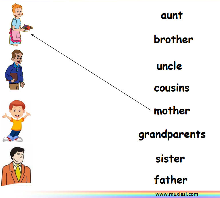 Family Matching worksheet - Muxi ESL World