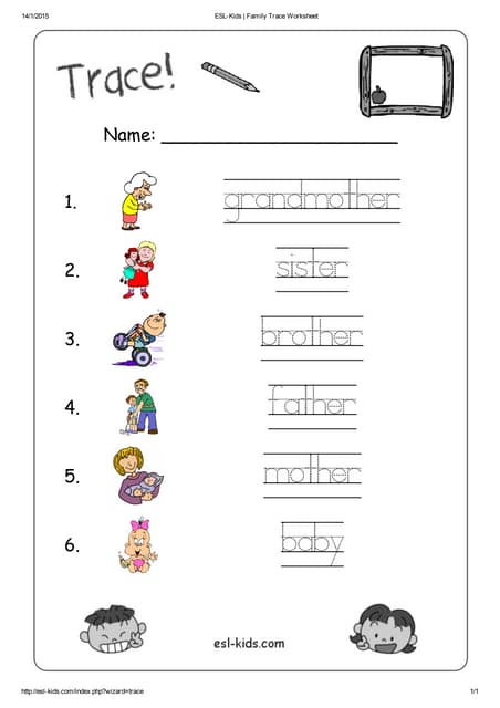 esl family worksheet