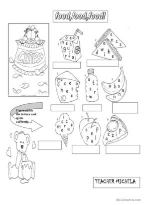 esl food worksheet