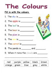 Colours worksheet - ESL worksheet by Charleneesl