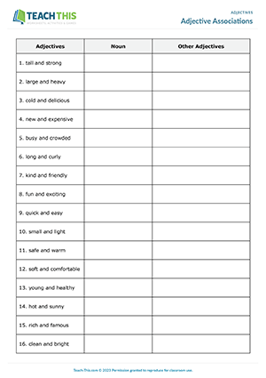 Adjectives ESL Games Activities Worksheets