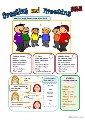 433 Greetings English ESL worksheets pdf &  doc