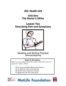 ESL Health Unit: Describing Pain and Symptoms Worksheet for 7th ...