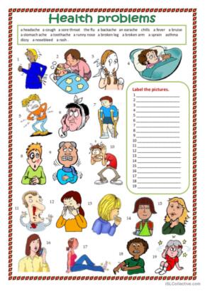 119 Health problems English ESL worksheets pdf &  doc