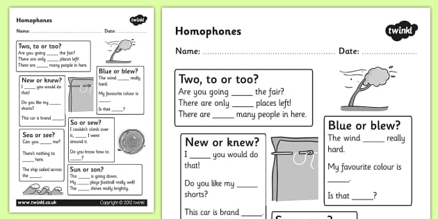 esl homonyms worksheet