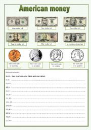 American money worksheets