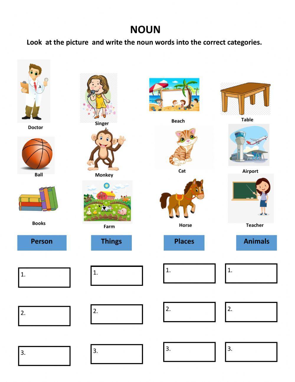 esl nouns worksheet