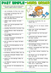 Past Simple Tense ESL Word Order Exercise Worksheet