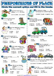 esl prepositions worksheet