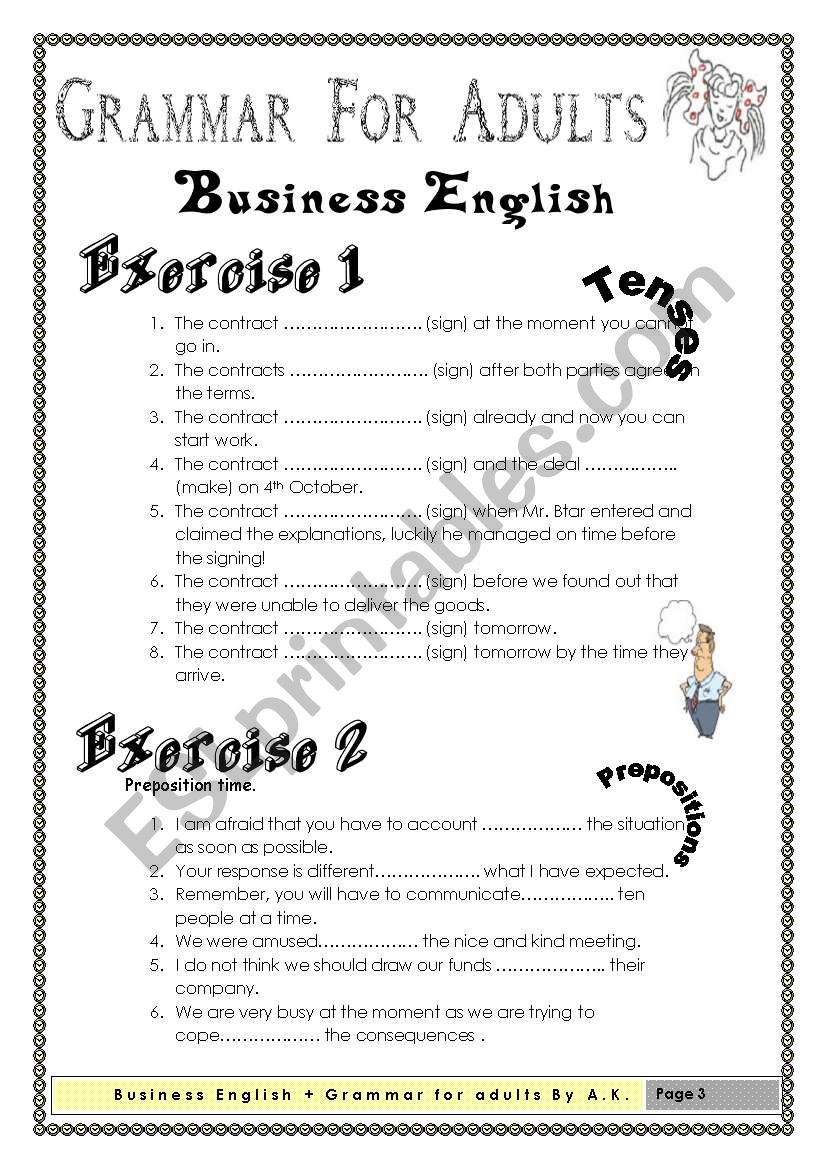 Grammar for Adults (Business English) - ESL worksheet by allakoalla