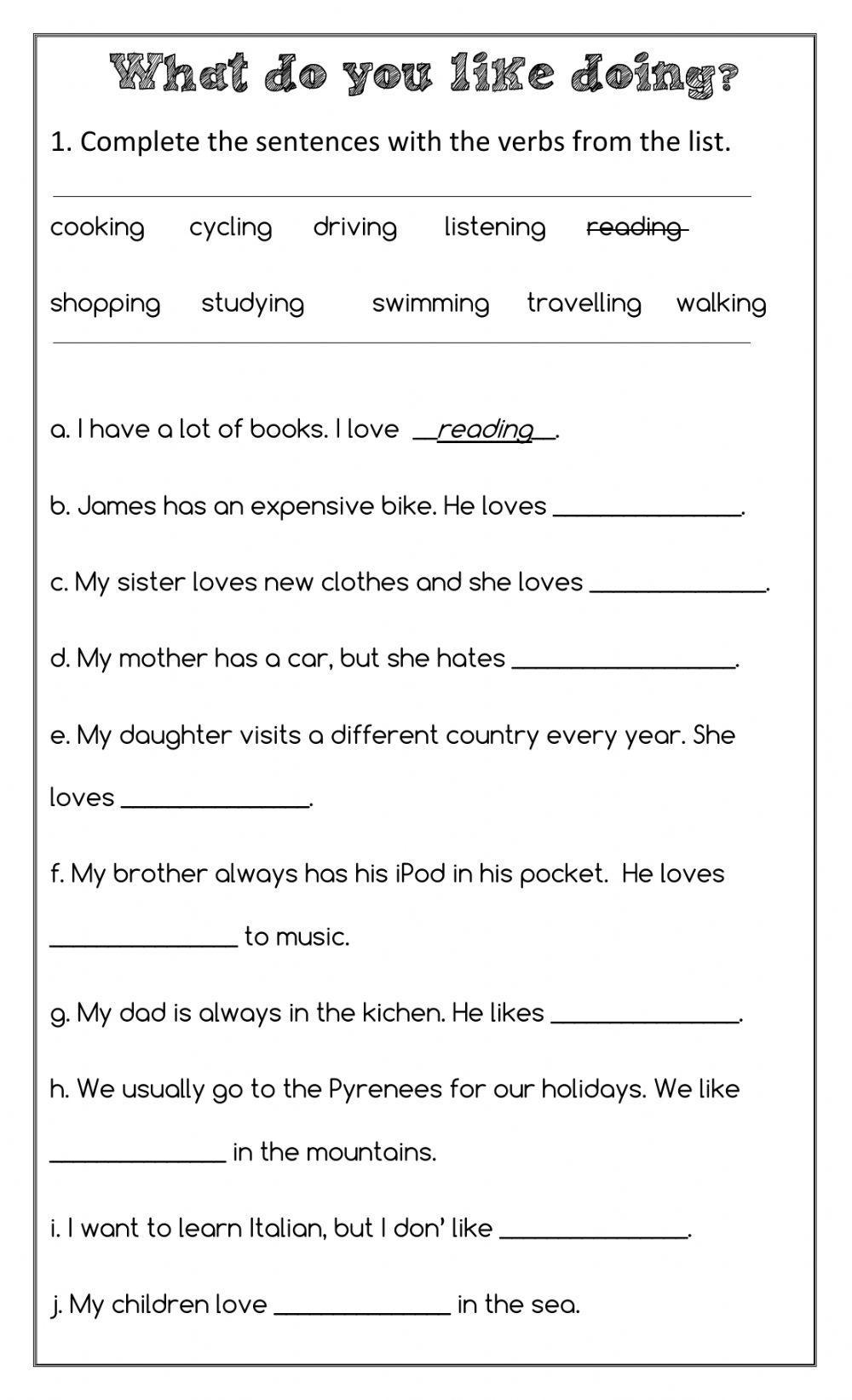 esl printable worksheet for adults