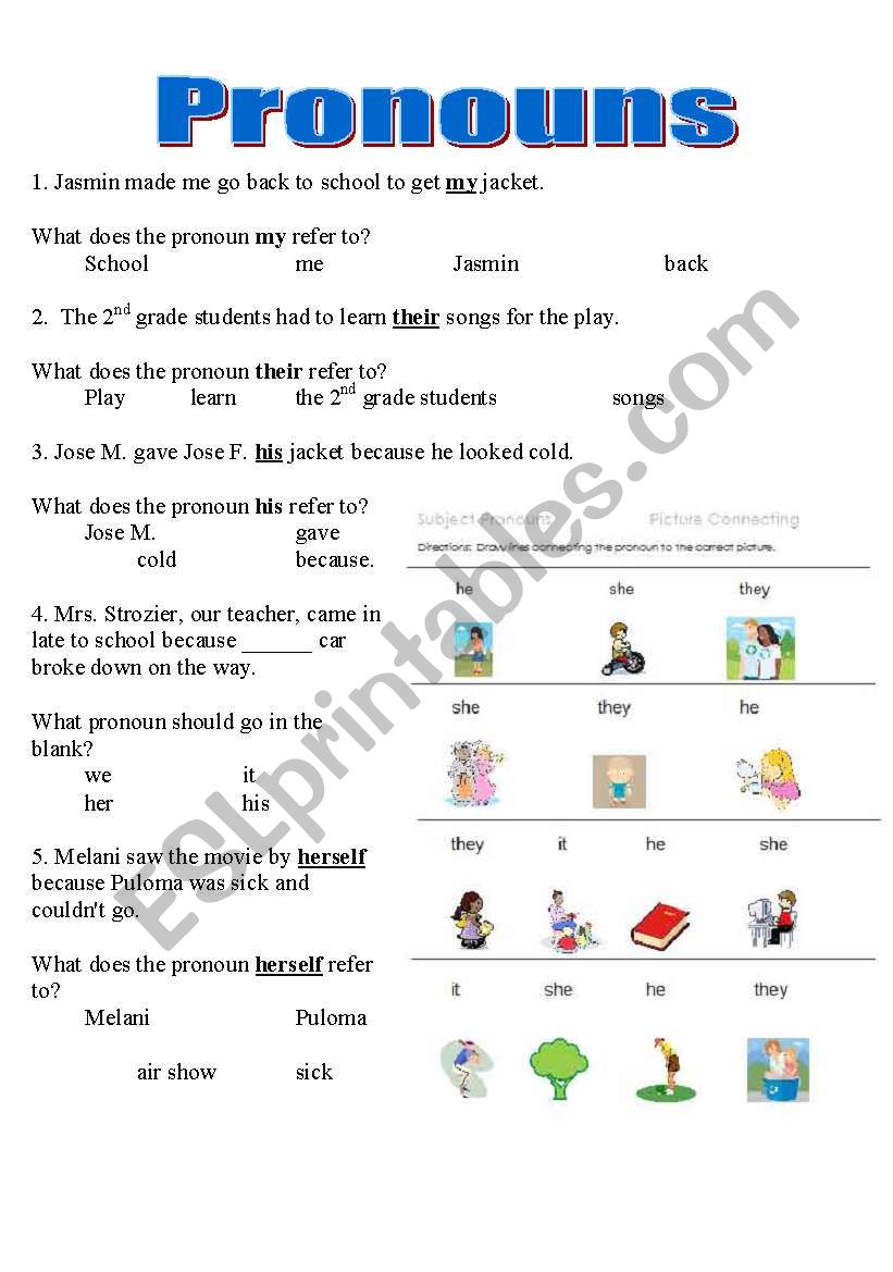 Pronouns practice - ESL worksheet by thomasblackford