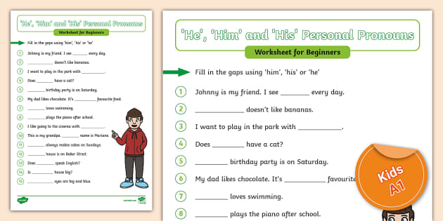 esl pronoun worksheet