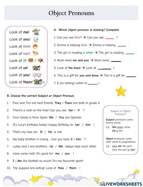 esl pronoun worksheet