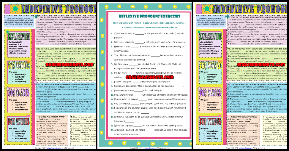 esl pronouns worksheet