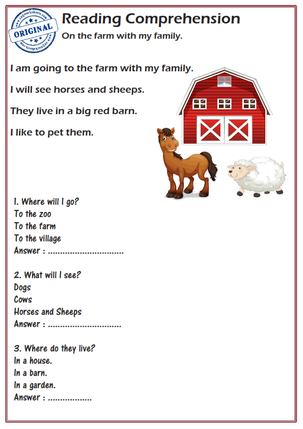 FAMILY reading activities worksheet  