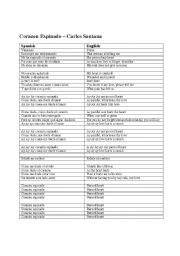 English worksheets: Spanish to English Santana song for beginning ...