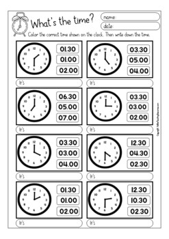 Telling the time worksheets for ESL / English beginners