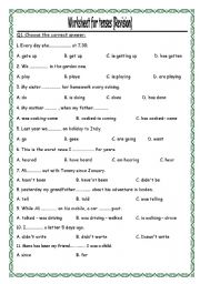 esl verb tenses worksheet