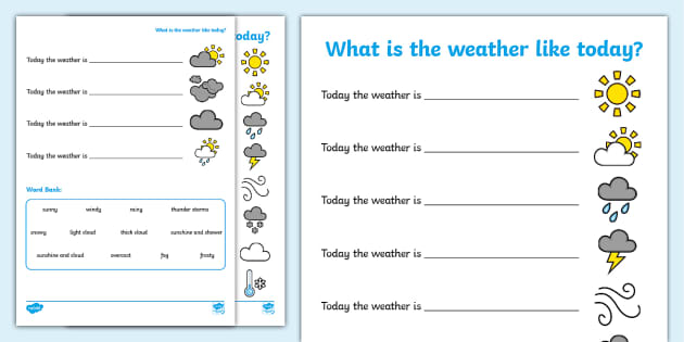 Weather Sentence Completer Worksheet / Worksheet - Twinkl